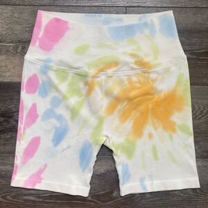 Spiritual Gangster Ribbed Biker Shorts Sunny Days Swirl Tie Dye Size XS/S